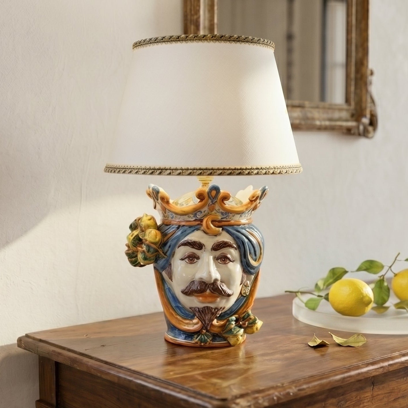 Lume a Testa h 55 limoni blu e arancio maschio bianco