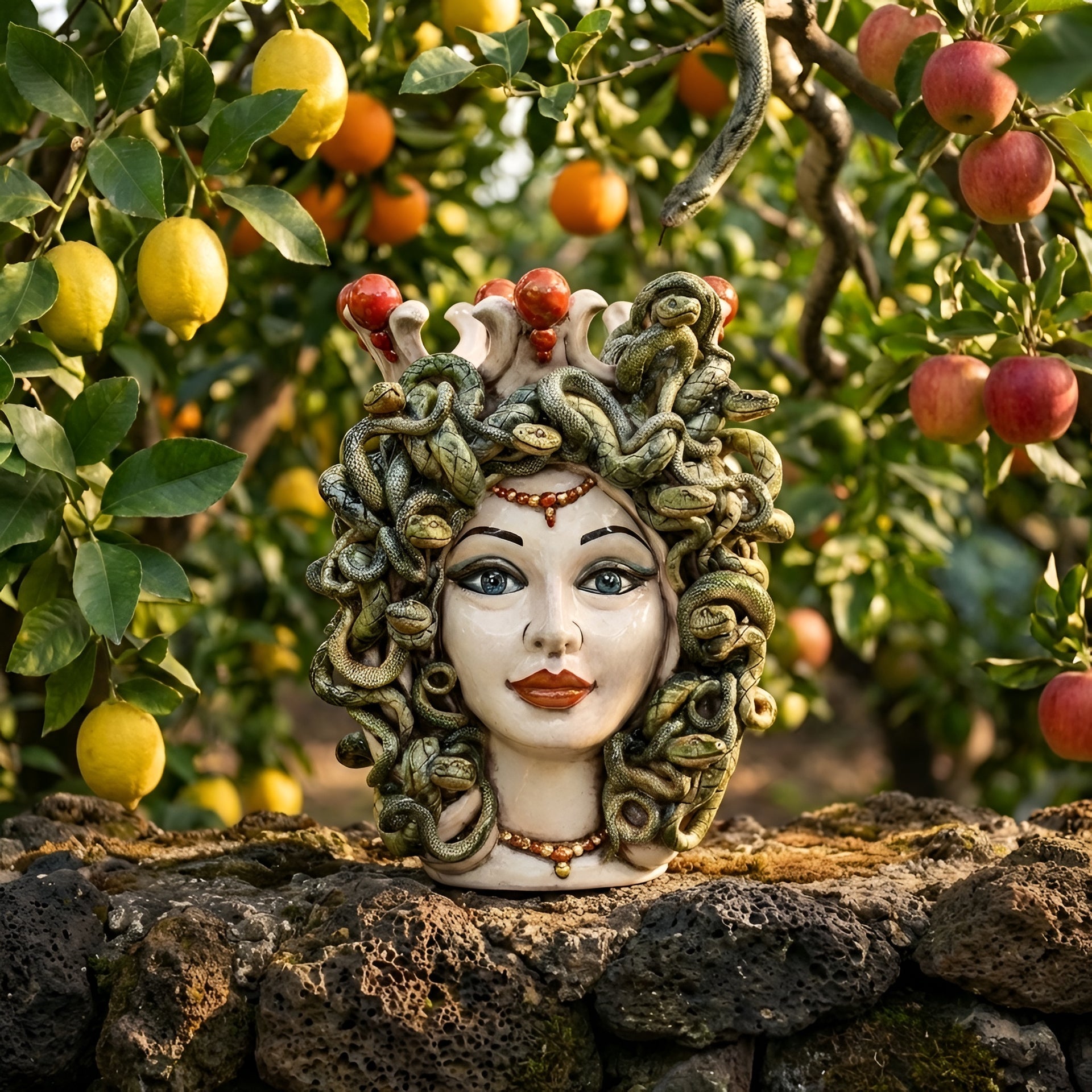 Medusa Head h 38 cm — Mother of Pearl | Caltagirone Ceramic