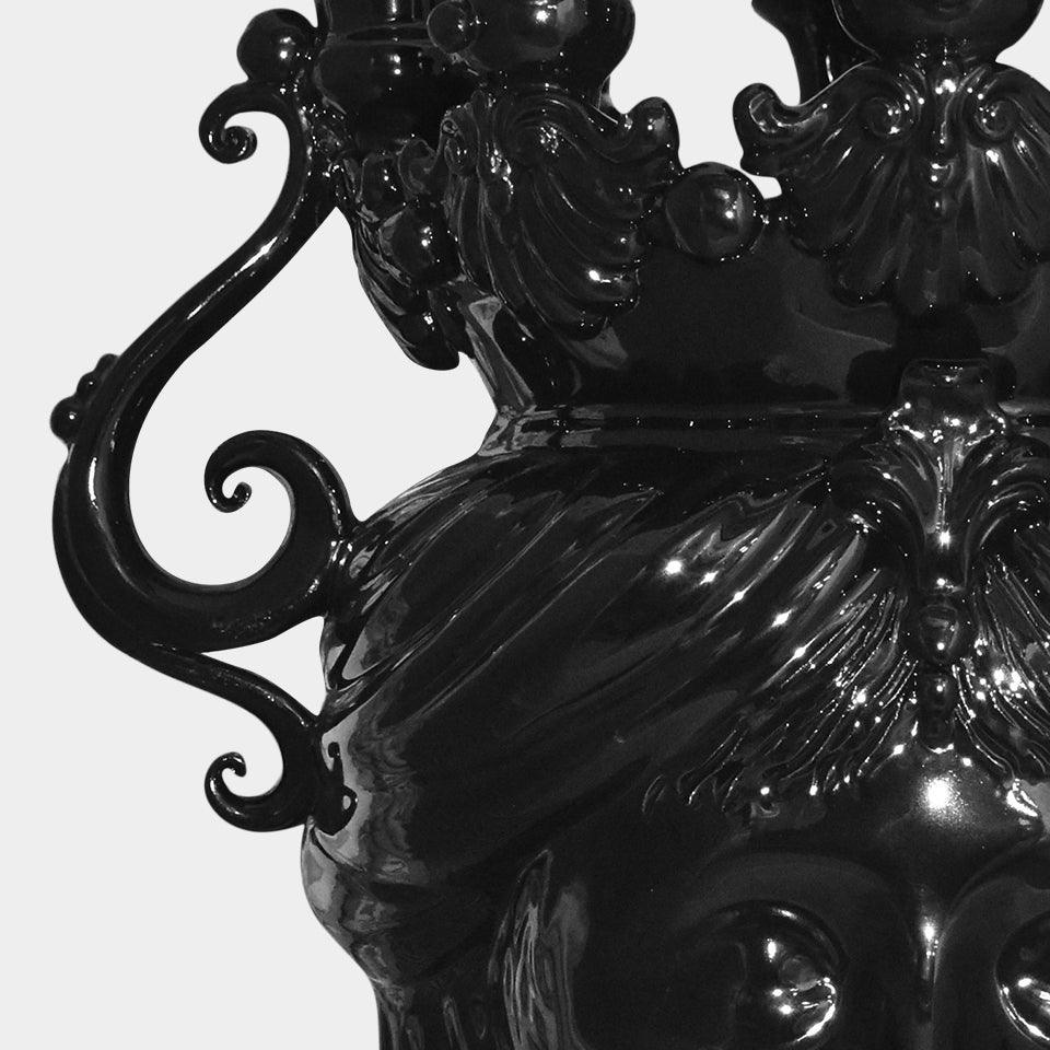 testa-a-candeliere-h-40-black-line-femmina-sespressione-ceramiche-di-caltagirone-sofia-87490 - Moorish Head