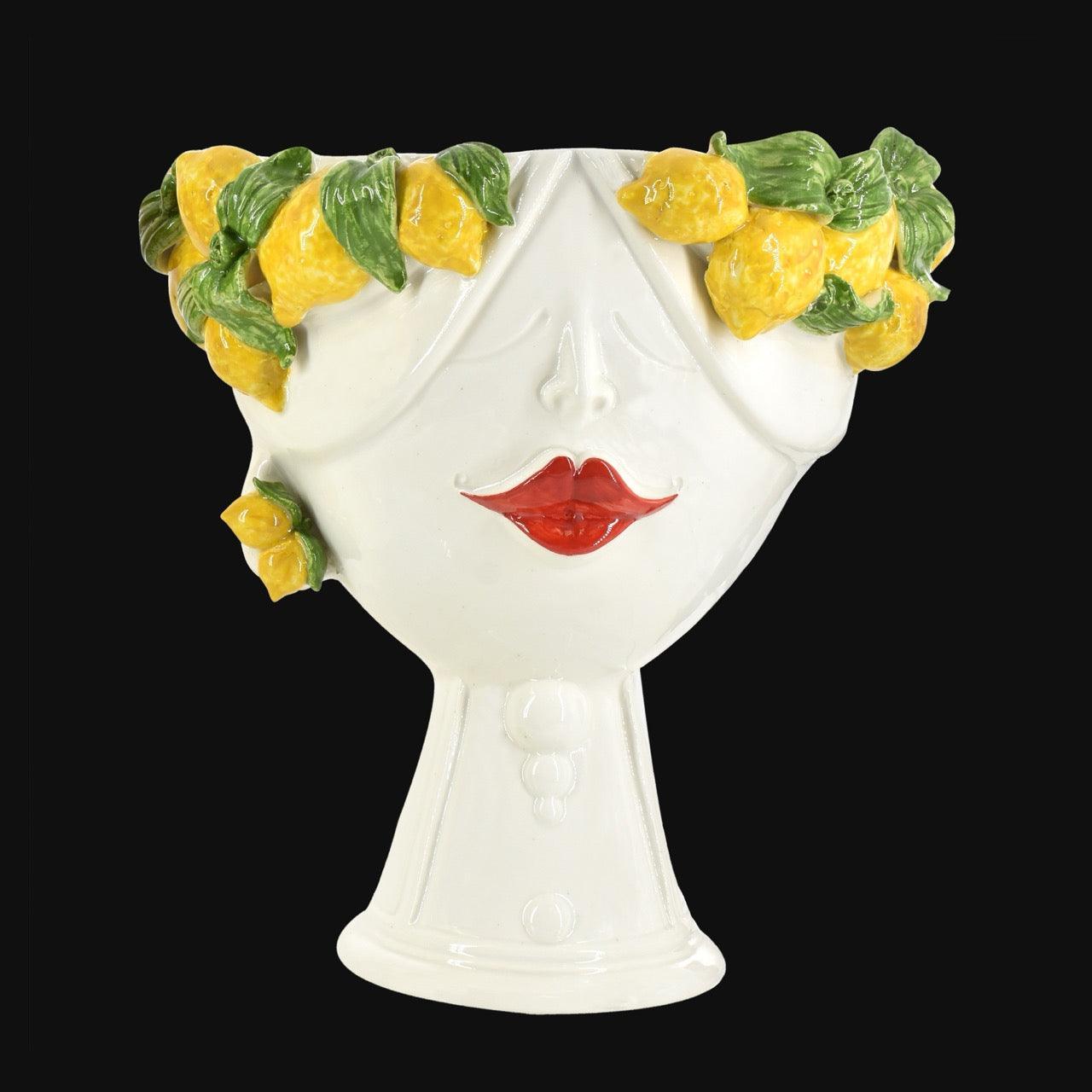 testa-di-moro-con-limoni-zahira-donna-or-white-and-lemon-30-cm-ceramiche-di-caltagirone-sofia-4 - Moorish Head