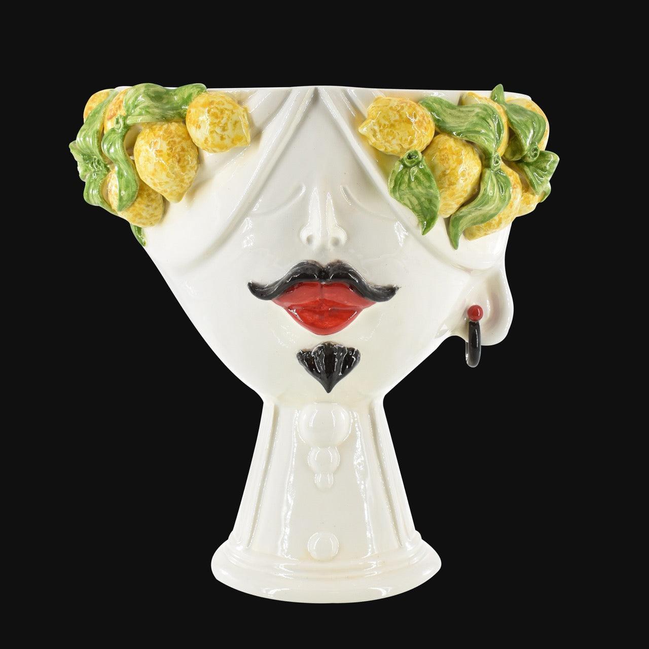 testa-di-moro-con-limoni-zahira-uomo-or-white-and-lemon-30-cm-ceramiche-di-caltagirone-sofia-4 - Moorish Head