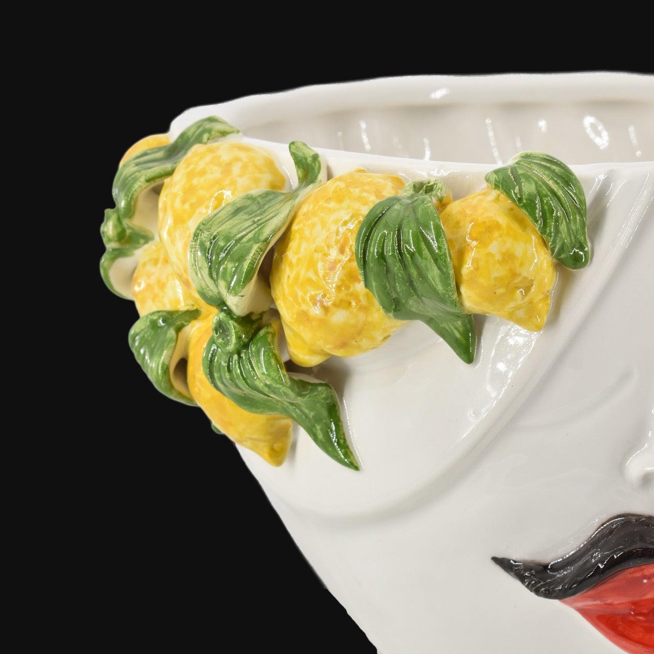 testa-di-moro-con-limoni-zahira-uomo-or-white-and-lemon-30-cm-ceramiche-di-caltagirone-sofia-5 - Moorish Head