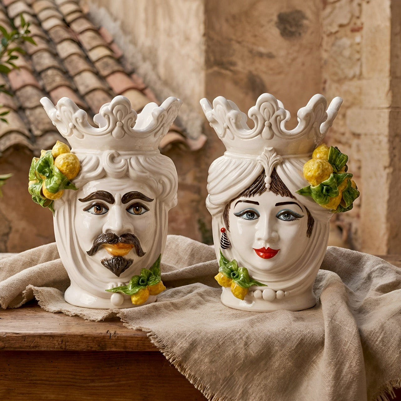 testa-di-moro-h-40-cm-white-and-lemon-uomo-ceramiche-di-caltagirone-sofia-4 - Moorish Head