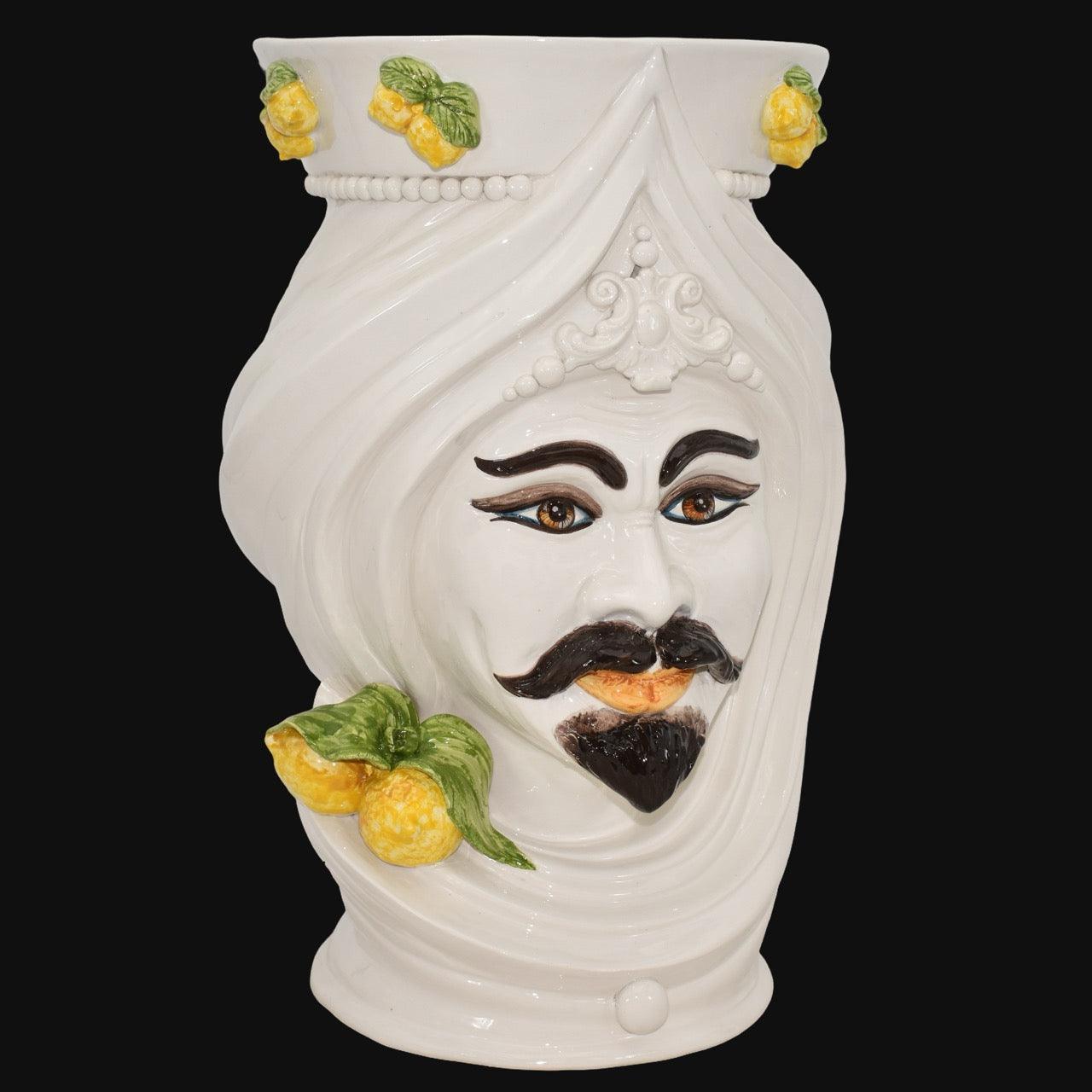 testa-di-moro-h-45-turbante-white-and-lemon-maschio-ceramiche-di-caltagirone-sofia-3 - Moorish Head