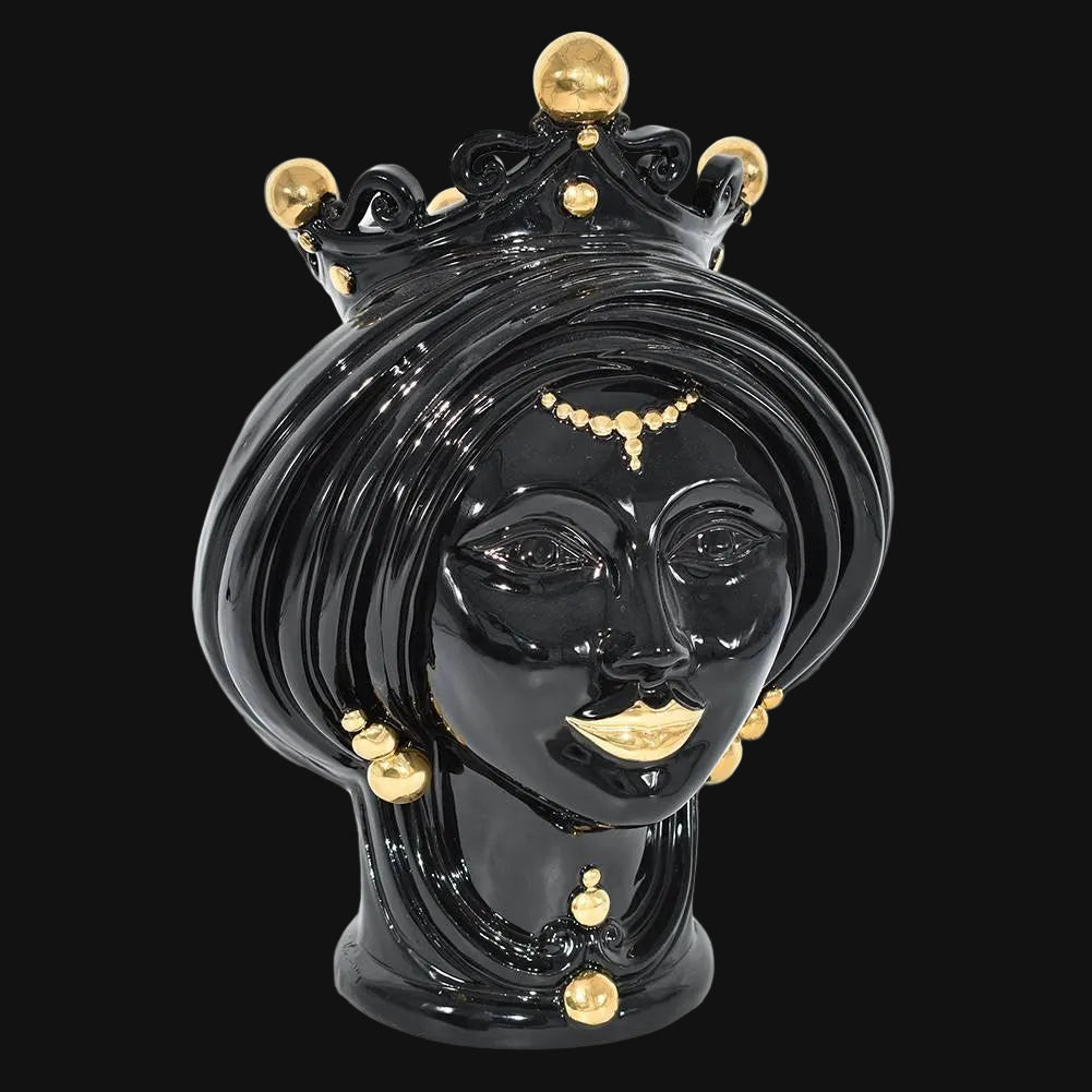 testa-h-30-black-and-gold-donna-teste-di-moro-moderne-sofia-ceramiche-ceramiche-di-caltagirone-sofia-15143 - Moorish Head