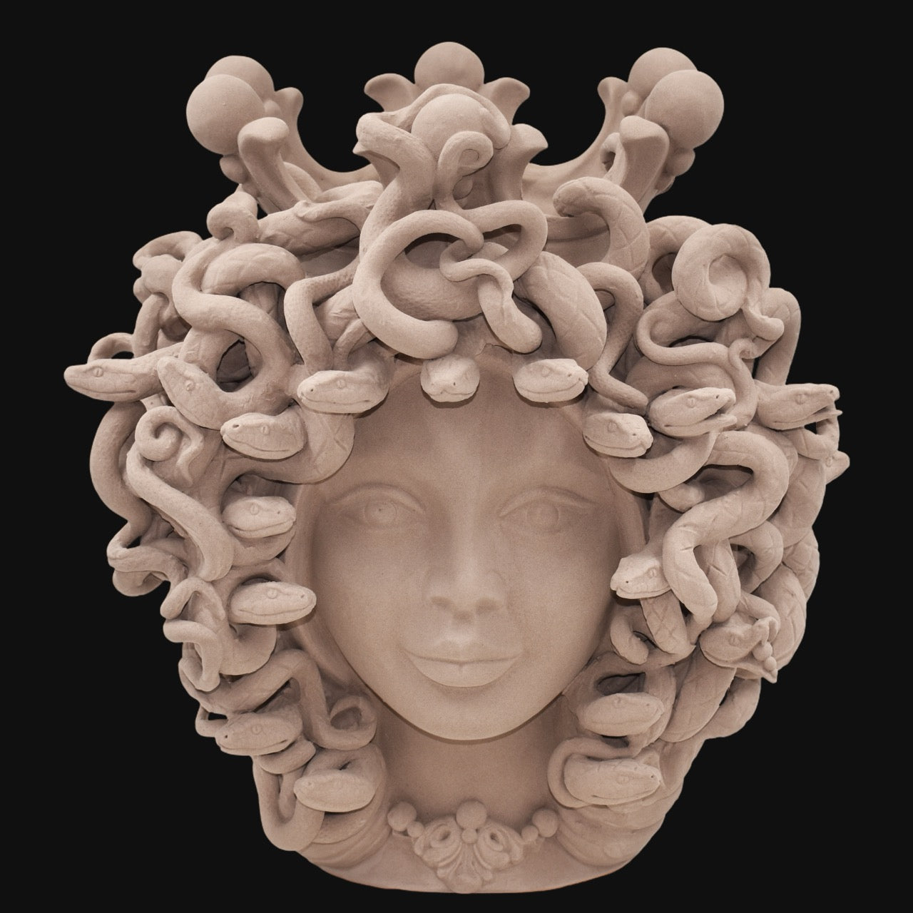 Medusenkopf H 38 cm – Taubengrau Matt | Keramik Caltagirone