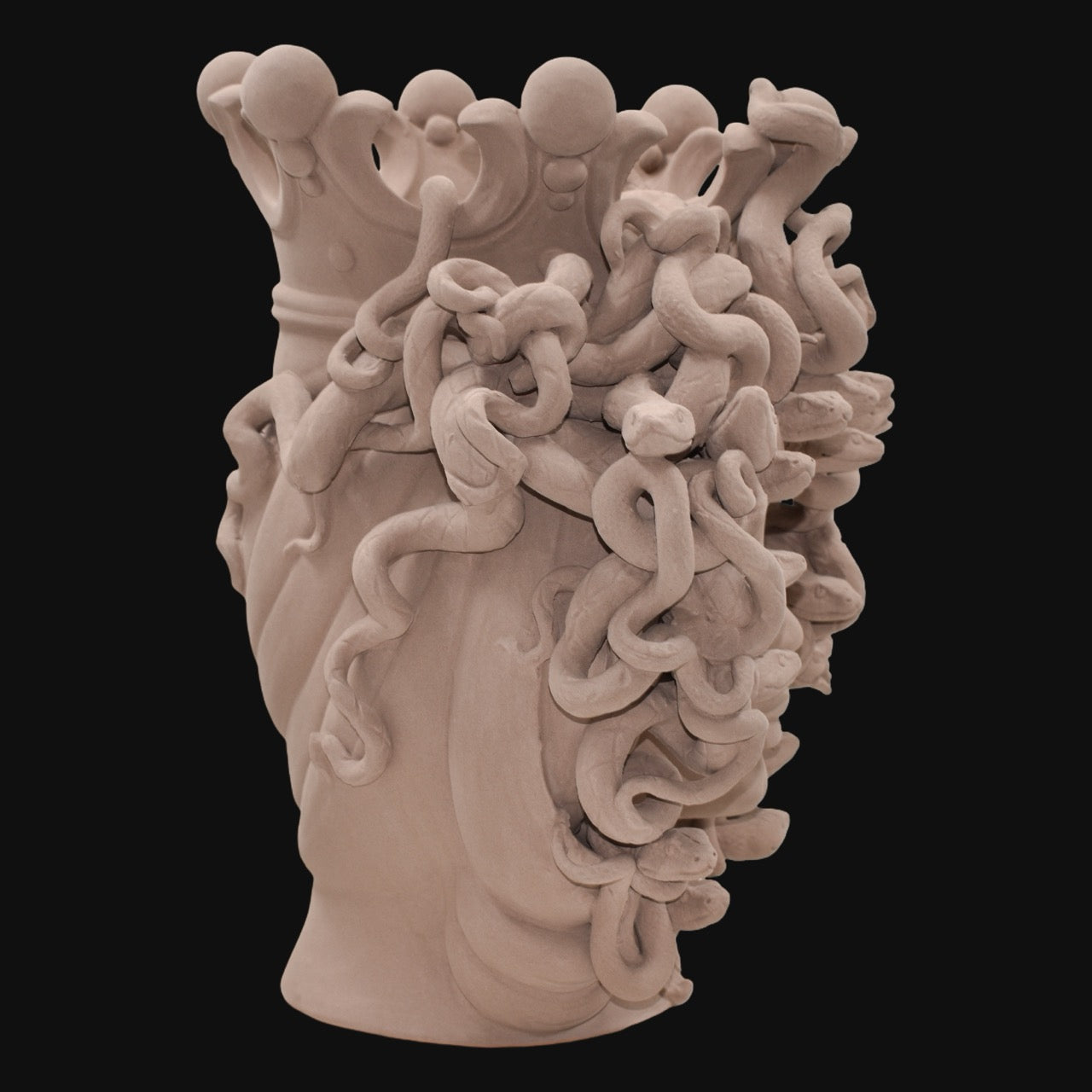 Medusenkopf H 38 cm – Taubengrau Matt | Keramik Caltagirone