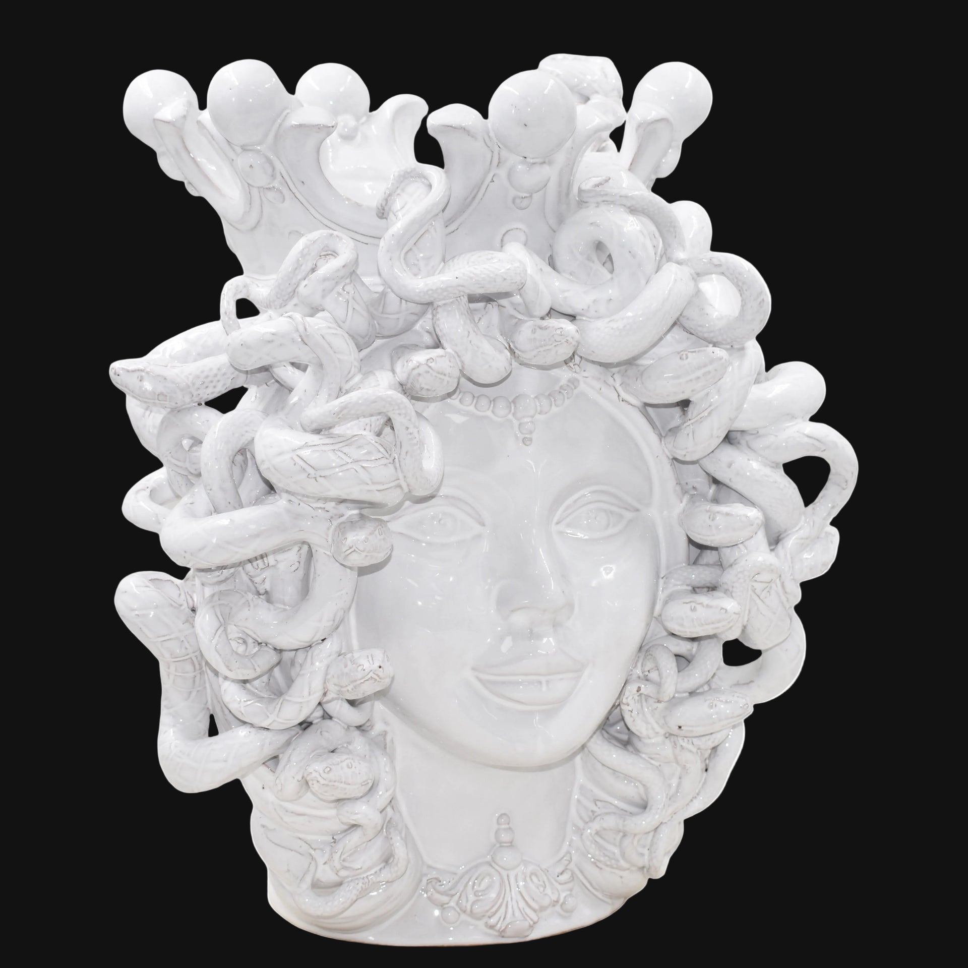 Medusenkopf h 38 cm - White Line | Caltagirone-Keramik