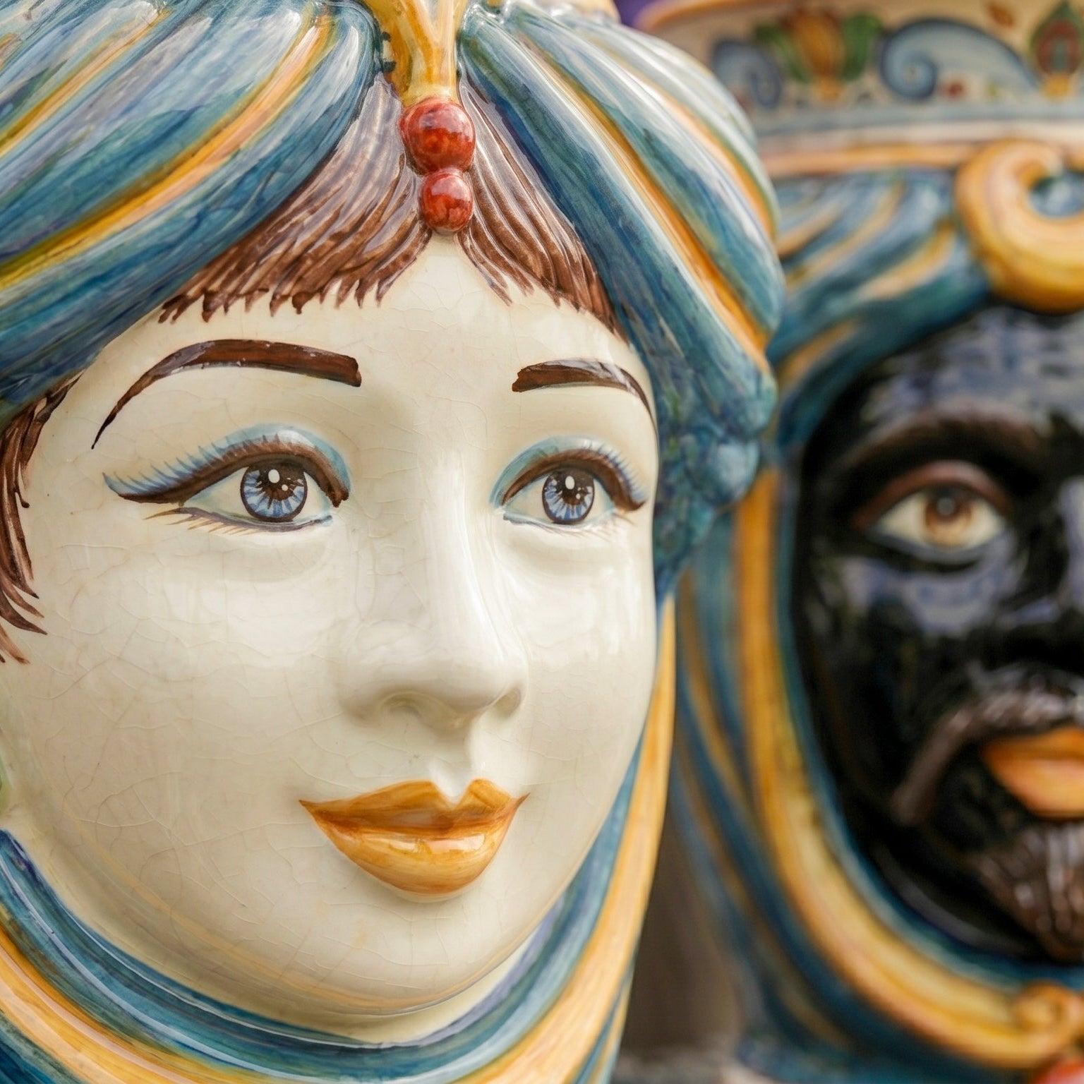 Moor's Head h 33 cm - Female without crown, Decoro Sicily
