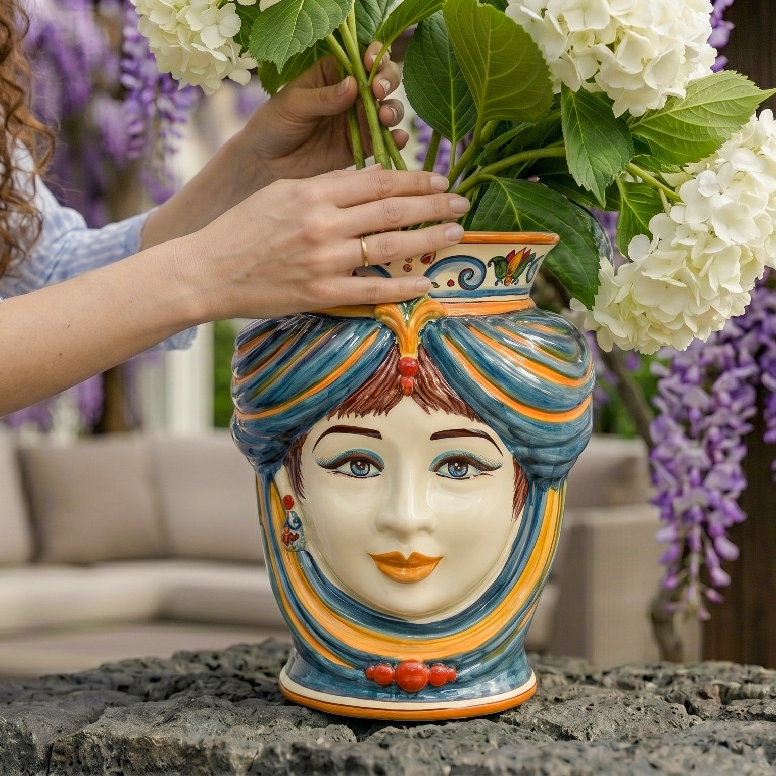 Mohrenkopf h 33 cm - weiblich ohne Krone, Decoro Sicily