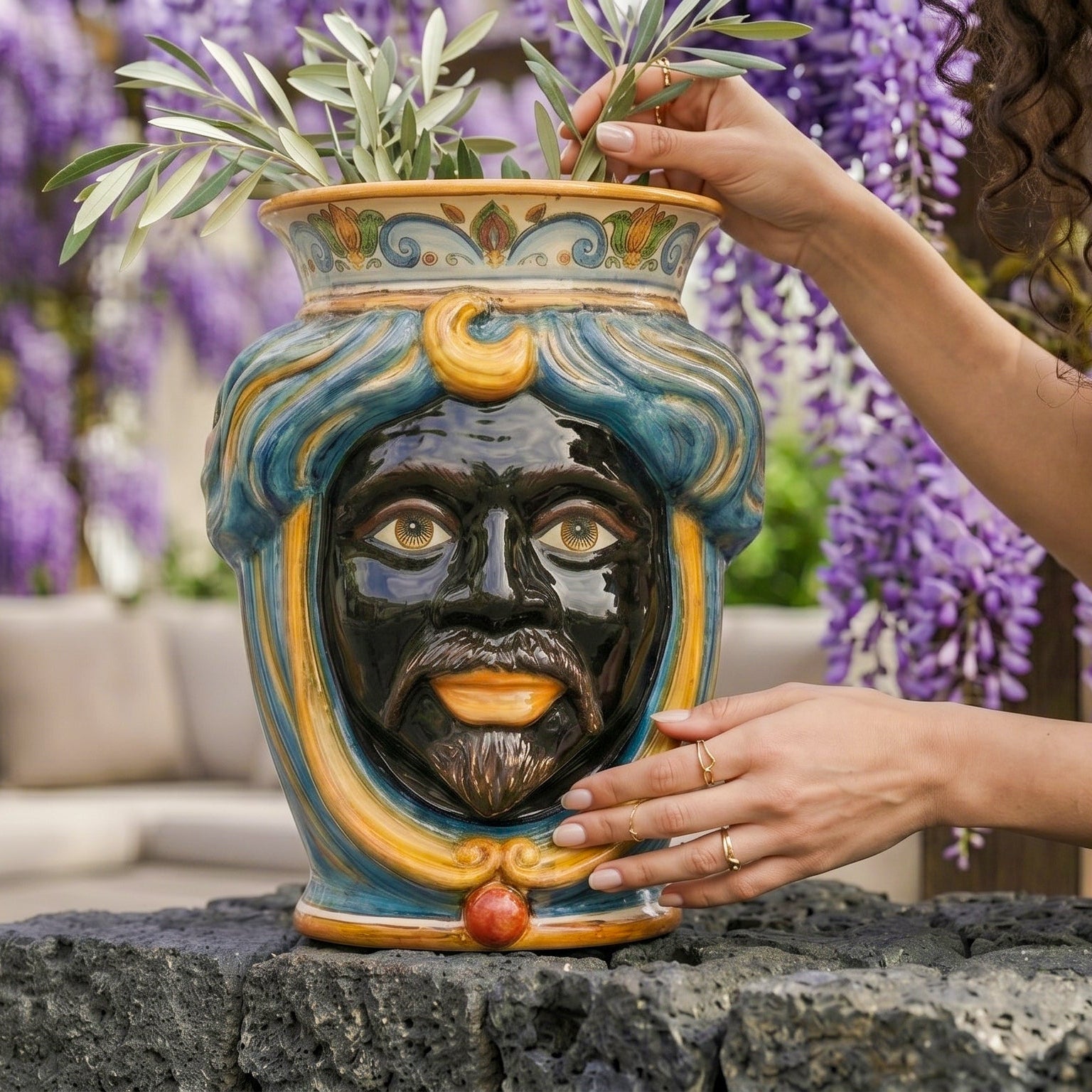 Mohrenkopf h 33 cm - männlich ohne Krone, Decoro Sicily