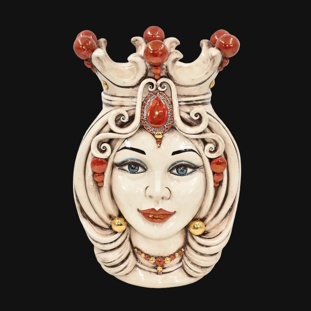 Testa di Moro h 38 cm - Donna, Madreperla Antichizzato Oro e Lustri | Ceramica Caltagirone
