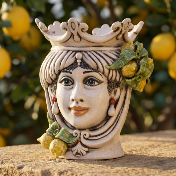 Moorish head with lemons h 25 cm — Woman, Mother-of-pearl