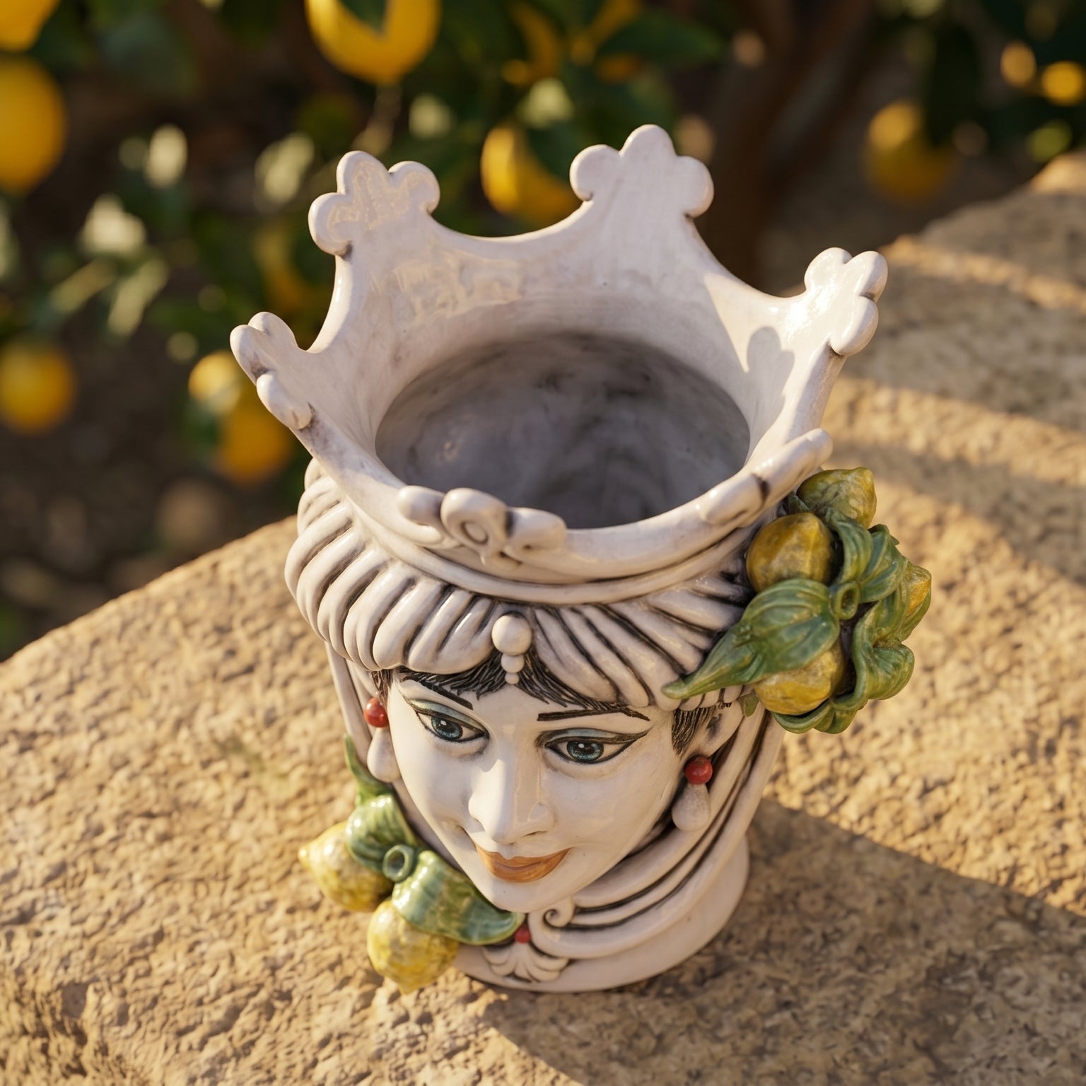 Testa di Moro con Limoni h 25 cm — Donna, Madreperla