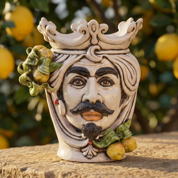 Moorish Head with Lemons h 25 cm — Man, Mother of Pearl