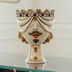 Testa Zahira con Fiori, Uomo, Madreperla Antichizzato Oro e Lustri, oro zecchino. Ceramiche Sofia, Caltagirone