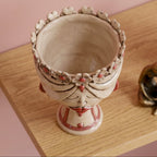 Zahira Head with Flowers h 30 cm - Female, Antique Mother of Pearl | Caltagirone Ceramics