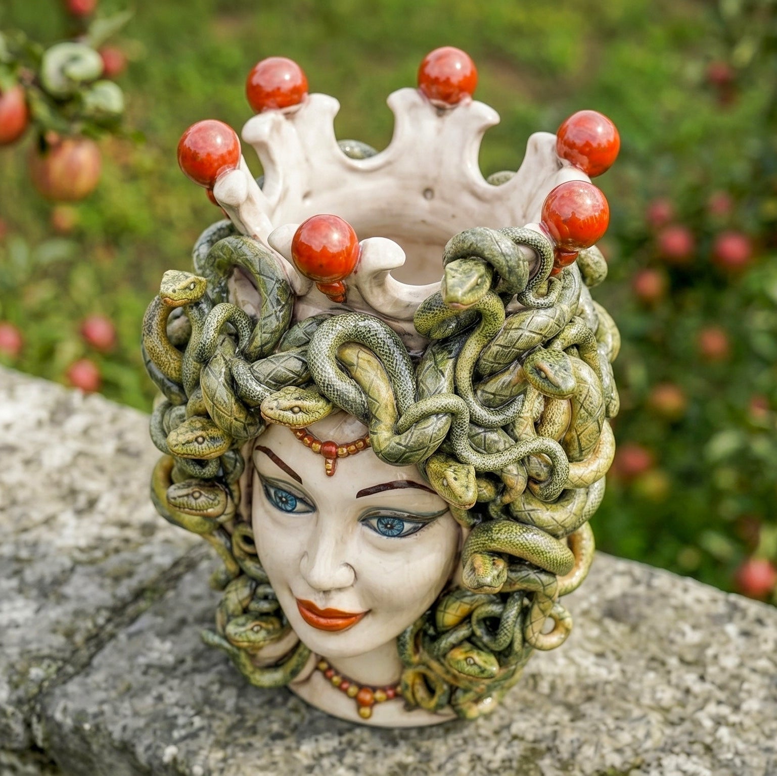 Medusa Head h 38 cm — Mother of Pearl | Caltagirone Ceramic