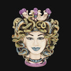 Medusa Head h 25 cm - with Wisteria Beads | Sicilian Ceramics