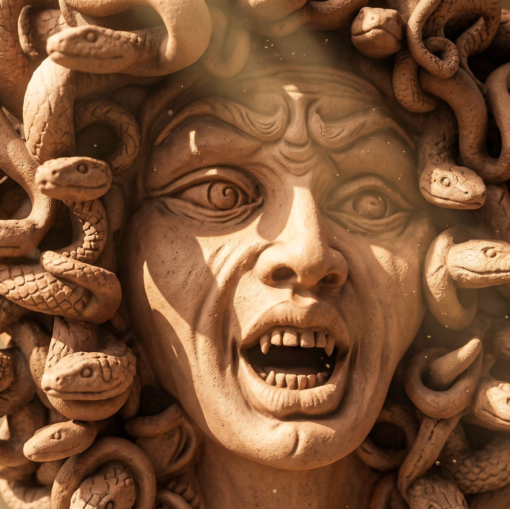 Testa Medusa h 38 cm - Terracotta Antichizzata | Ceramica Caltagirone