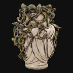 Testa Medusa, Madreperla Antichizzato, chioma di serpenti, mito greco. Ceramica siciliana di Caltagirone, Sofia