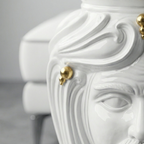 Pouf Kopf H 60 Weiß und Gold männlich