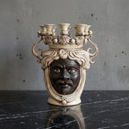Handcrafted Teste di Moro candle holder with ornate crown and expressive face, blending tradition and modern design.