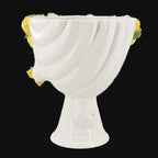 White ceramic vase with lemon accents, handmade decorative piece for modern interiors