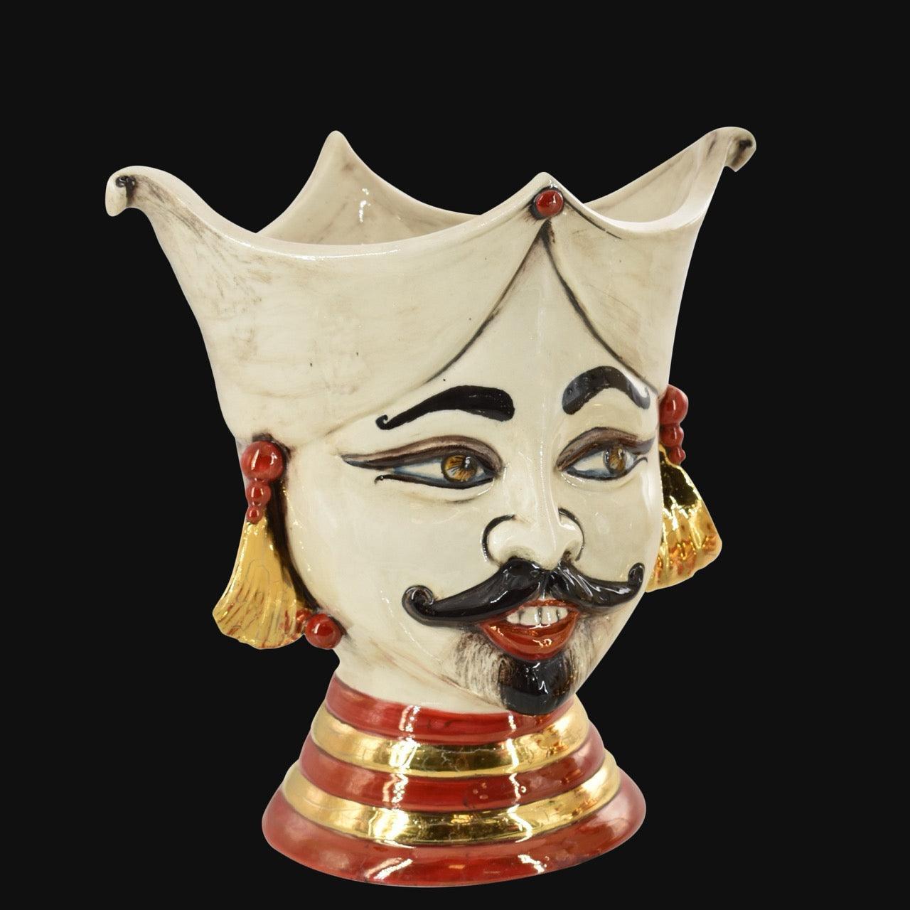 testa-di-moro-h-25-aisha-madreperla-antichizzato-oro-e-lustri-cespressione-maschio-ceramiche-di-caltagirone-sofia-1 - Moorish Head