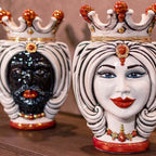 Testa di Moro h 25 turbante madreperla con oro e lustri maschio moro - Ceramiche di Caltagirone Sofia