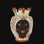 Testa di Moro con Turbante, Maschio Moro, Madreperla Antichizzato Oro e Lustri, corona. Ceramiche Sofia, Caltagirone