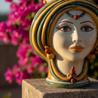 Testa di Moro, Donna, Verde e Arancio. Ceramica siciliana di Caltagirone, Sofia