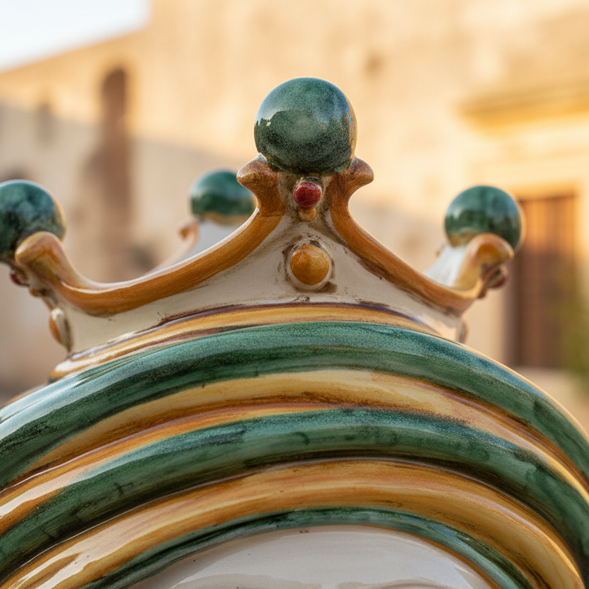 Testa di Moro, Maschio Bianco, Verde e Arancio. Ceramica siciliana di Caltagirone, Sofia