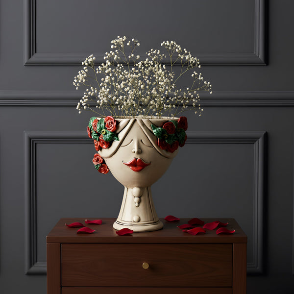 Zahira Head h 30 cm — Woman, Antiqued Mother-of-pearl | Caltagirone Ceramic