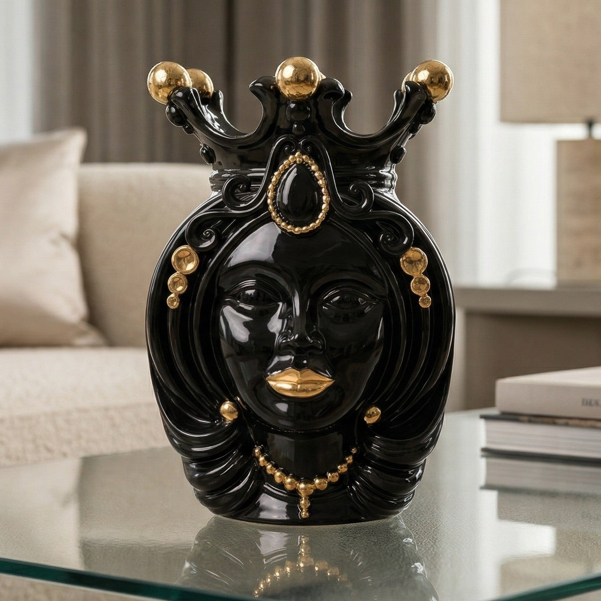 Moor's Head h 38 cm — Woman, Black and Gold