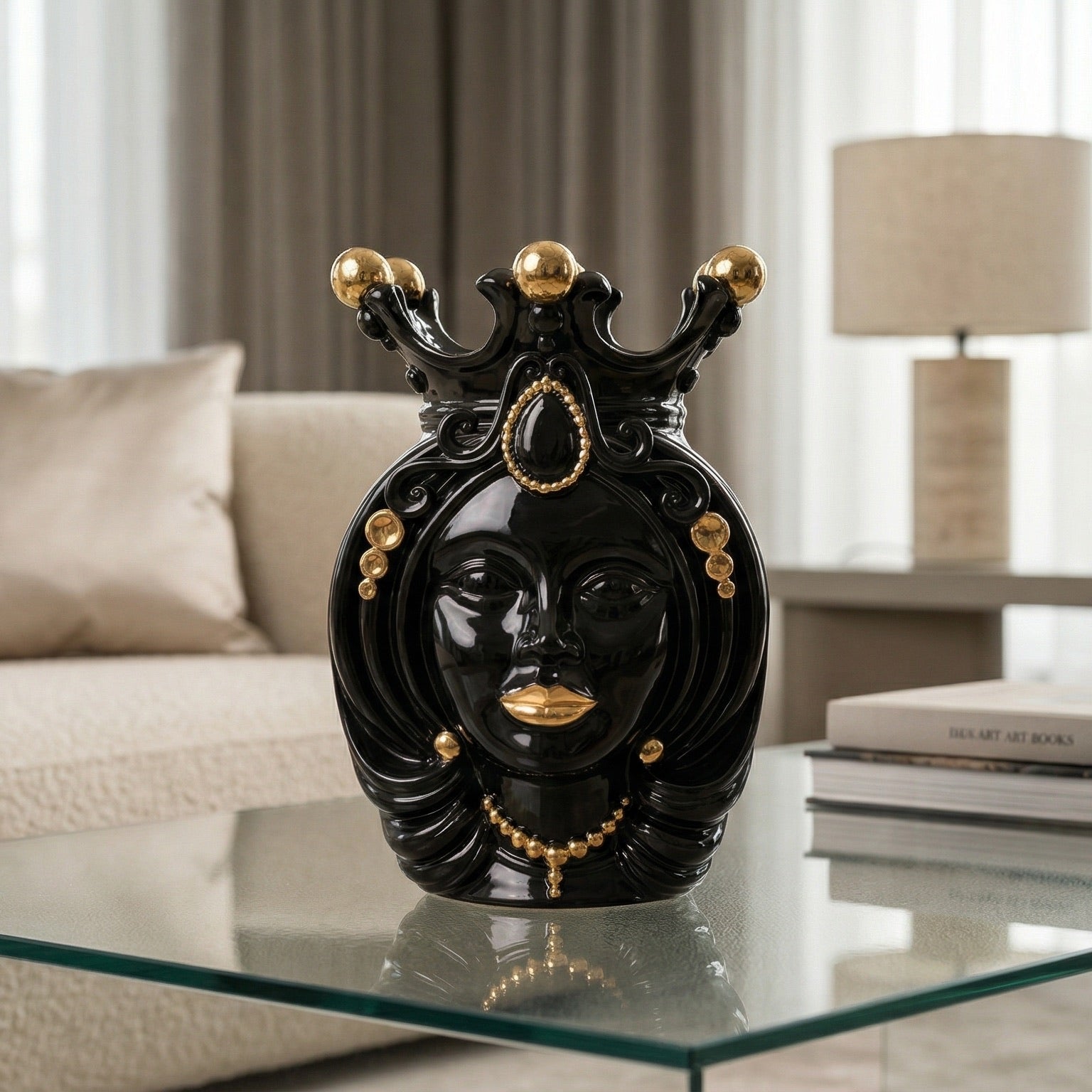 Moor's Head h 38 cm — Woman, Black and Gold