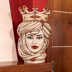 Handmade Moorish head sculpture with crown, ceramic art for home decor, traditional Sicilian design