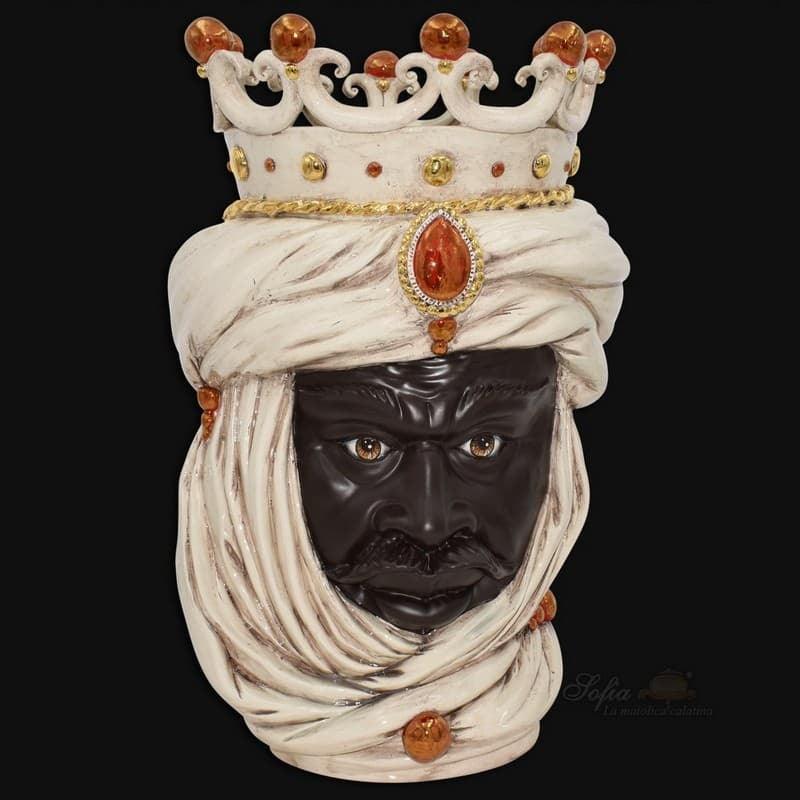 Handcrafted Teste di Moro wall decor with crown and turban, blending tradition and modern design