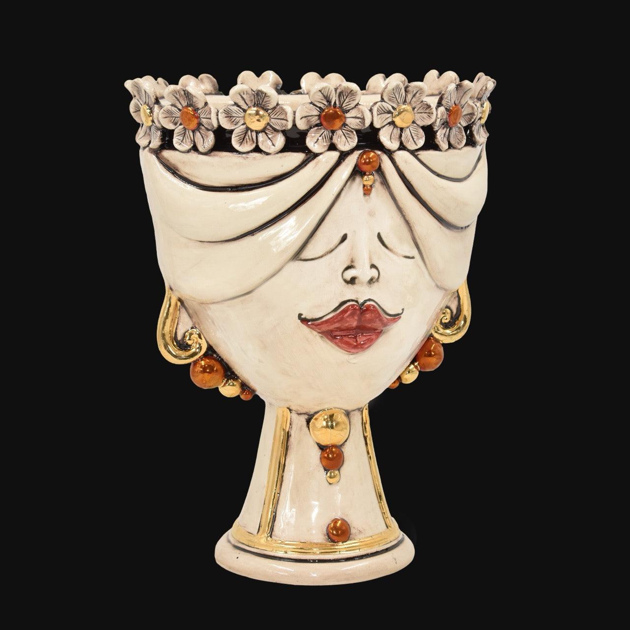 testa-di-moro-zahira-donna-con-fiori-madreperla-antichizzato-con-oro-e-lustri-ceramiche-di-caltagirone-sofia-3 - Moorish Head