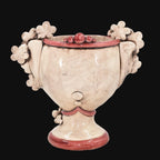 Testa h 20 c/fiori c/espressione labbra rosse madreperla colorato mono bordeaux femmina - Ceramiche di Caltagirone Sofia