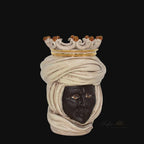 Handcrafted Testa di Moro with crown, traditional Sicilian ceramic art for modern home decor