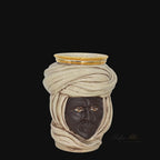 Handcrafted Teste di Moro vase with turban, traditional Sicilian ceramic art for home decor