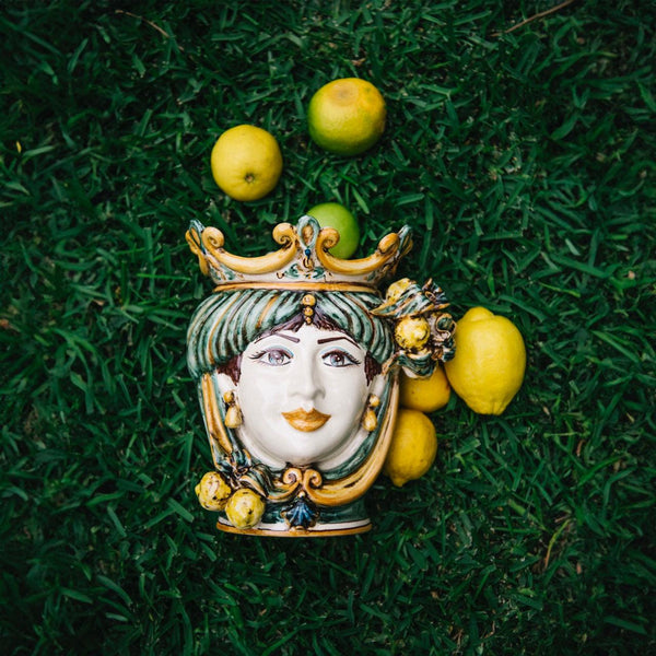 Moor's Head with Lemons h 25 cm — Woman, Green and Orange