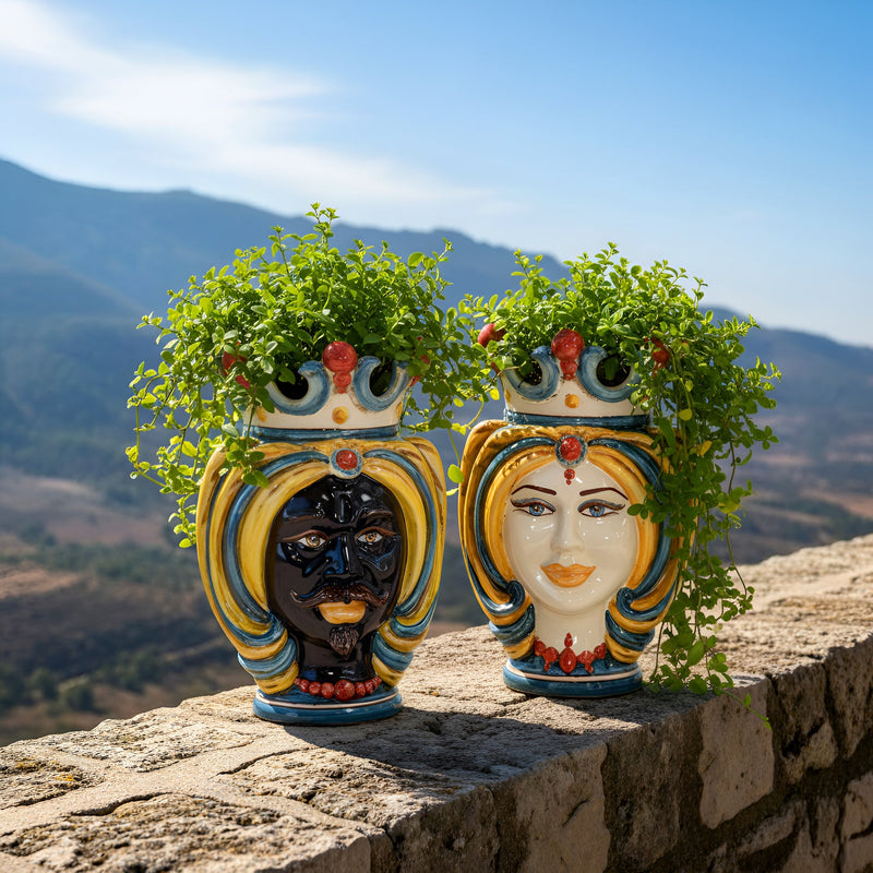 Testa h 25 turbante decoro sicily - Ceramiche di Caltagirone Sofia