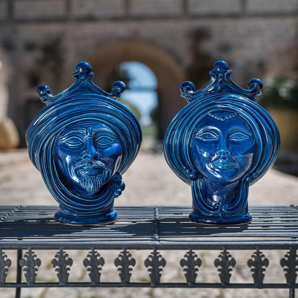 Testa di Moro, Uomo, Blu Intenso. Ceramiche Sofia, Caltagirone