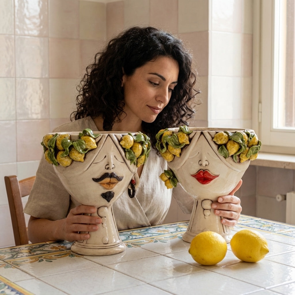 testa-h-30-zahira-limoni-siciliani-in-madreperla-viso-uomo-ceramiche-di-caltagirone-sofia-2 - Moorish Head