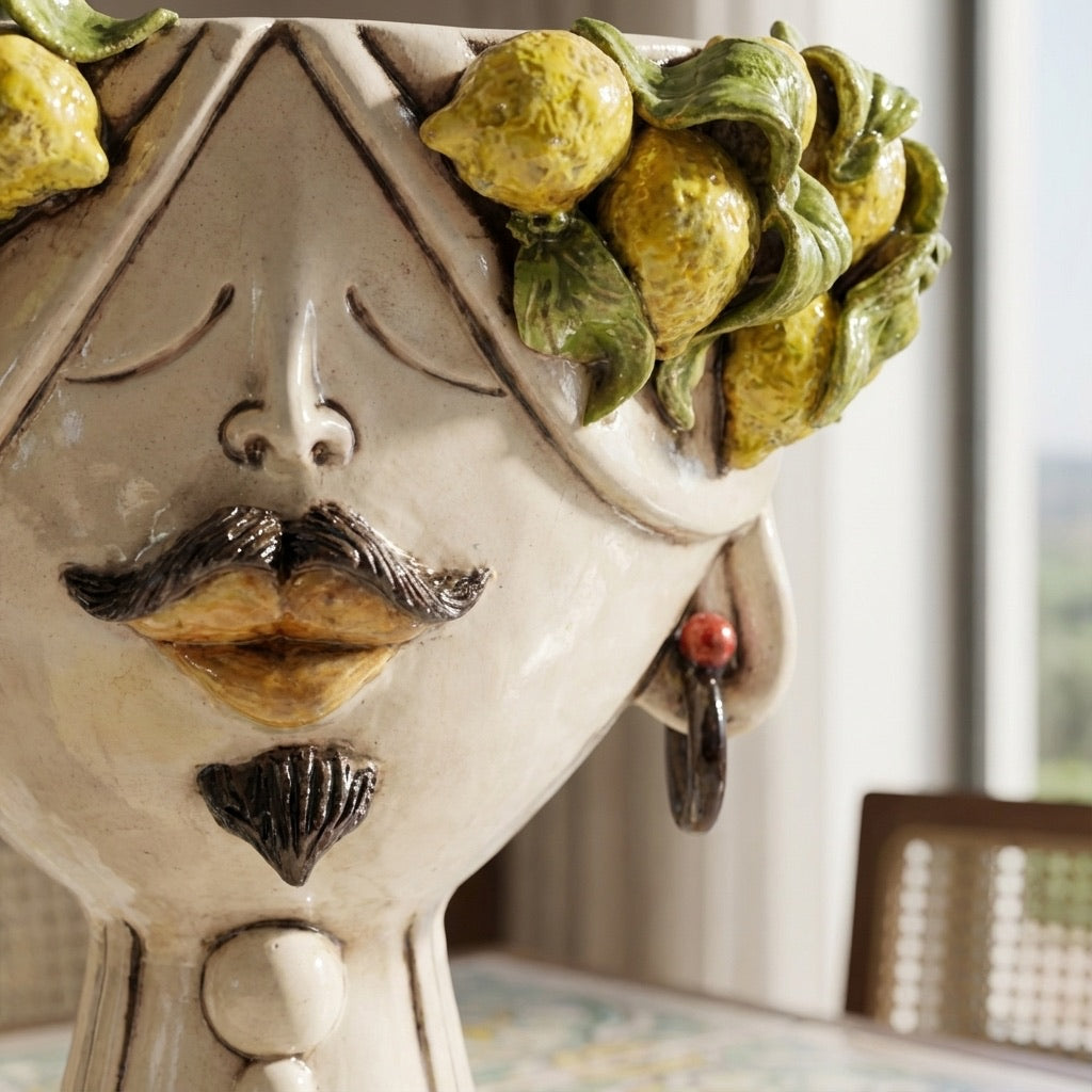 testa-h-30-zahira-limoni-siciliani-in-madreperla-viso-uomo-ceramiche-di-caltagirone-sofia-3 - Moorish Head