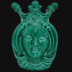 Testa di Moro, Donna, Verde Smeraldo, dettagli ornamentali. Ceramiche Sofia, Caltagirone
