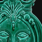 Testa di Moro, Donna, Verde Smeraldo, smalto brillante, dettagli scolpiti. Ceramiche Sofia, Caltagirone