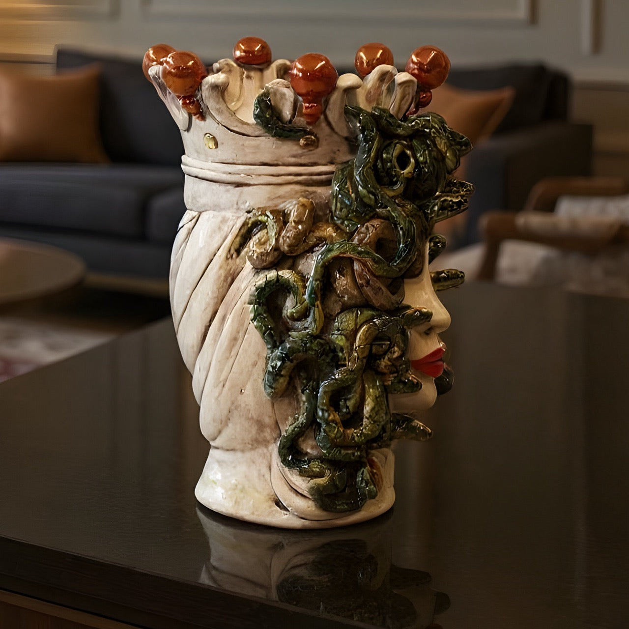 testa-h-38-medusa-madreperla-oro-e-lustri-ceramiche-di-caltagirone-sofia-4 - Moorish Head